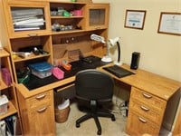 Desk w/ Contents & Chair
