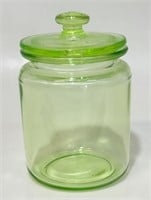 DESIRABLE MINIATURE GREEN URANIUM GLASS CANISTER