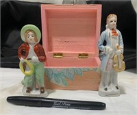 Vintage Trinket Box & Figurines