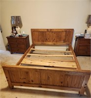 Wood Bed Frame w/ 2 Dressers