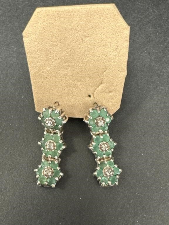 Emerald Cluster Drop Earrings