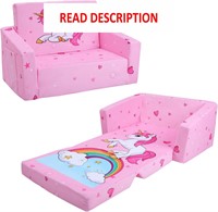 $48  Kids 2 in 1 Couch  Convertible  Pink Unicorn