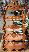 Victorian Style 5 Tiered Carved Walnut Etagere