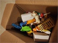 Box of Misc Vintage Fisher Price and Other Toys