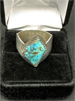 Men's Geometric Turquoise Ring