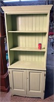 Antique Vintage Light Green Hutch Cabinet