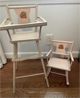Doll High Chair and Rocking Chair