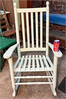 Vintage White Wood Slat Back Rocking Chair