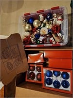 1 Bins & 1 Box of Christmas Ornaments