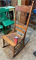 Vintage Carved Wood Spindle Back Rocking Chair