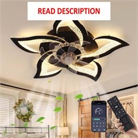 $80  26 Inch Modern Ceiling Fan with Lights  Black