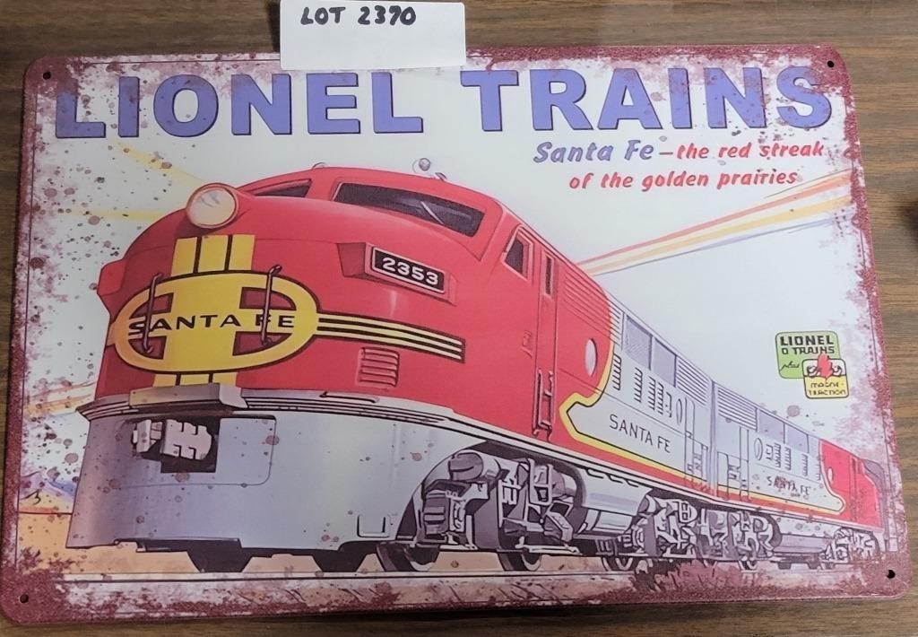 LIONEL TRAINS SINGLE SIDED TIN SIGN