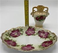Royal Floretta Ware Austria Vase & Floral Plate