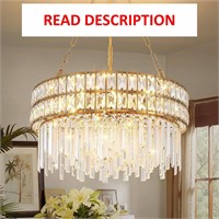 $240  Gold Crystal Chandelier  21.5 inch E12x8