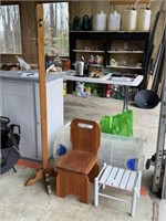 Coat Rack, Child's Chair, Foot Stool