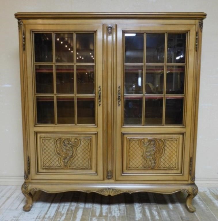 Louis XV Style Shell and Lattice Carved Bookcase.