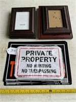 Lot of Assorted Picture Frames & 'No Trespassing"