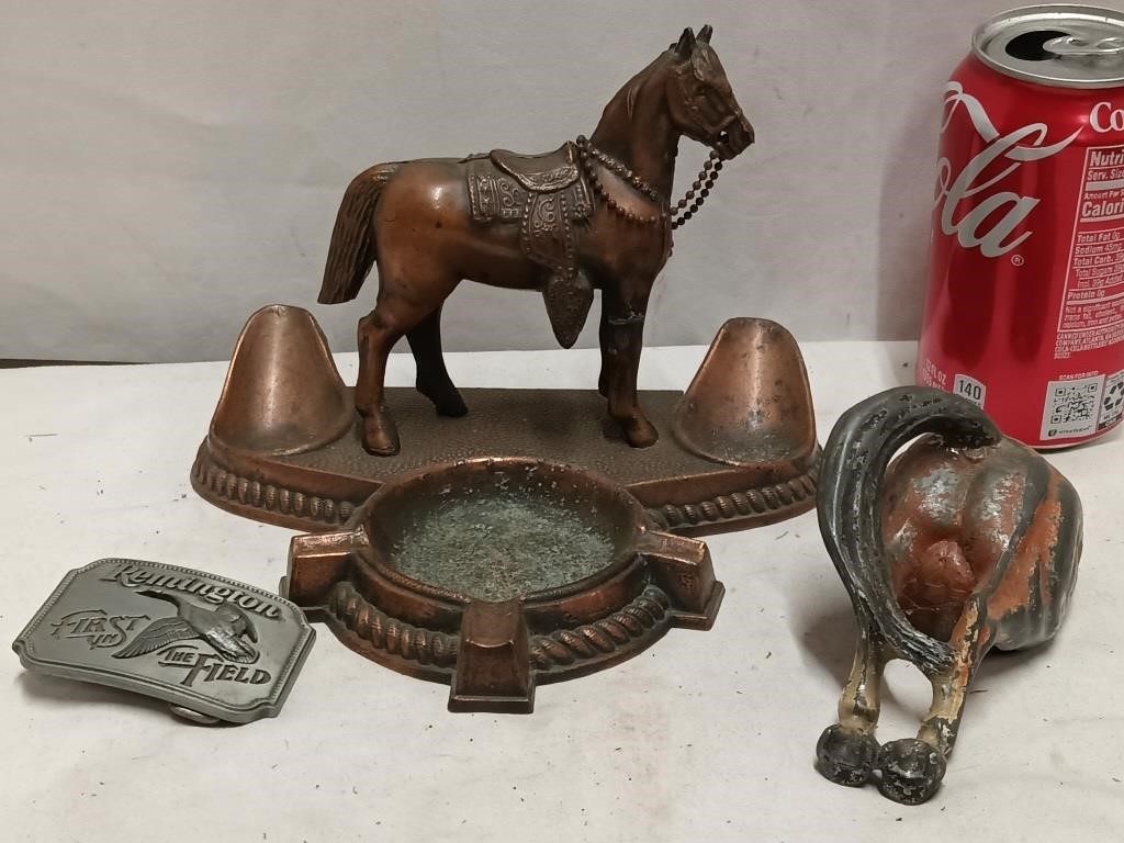 Horse Ashtray Pipe Holder and horse tail bottle