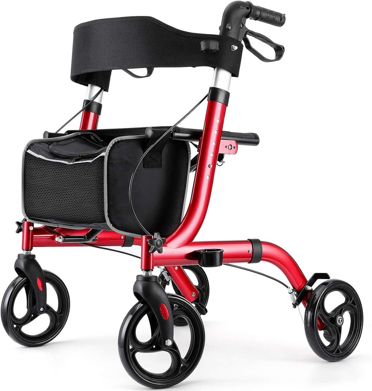 RINKMO Rollator Walker  8 Wheels  Red