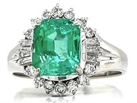 Platinum 2.23 cts Colombian Emerald & Diamond