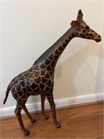 Hide Leather Wrapped Giraffe