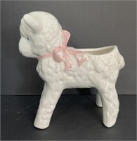 Little Lamb Planter with Pink Bow