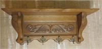 Acanthus Carved Winged Cupid Hooked Oak Wall Rack.