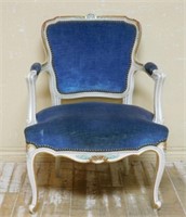 Louis XV Style Polychrome Painted Oak Armchair.