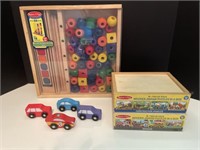 Melissa & Doug Bead Set , Wooden Puzzles and Cars