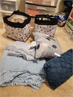 Pillows, Blankets and 2 Holiday Storage Bags