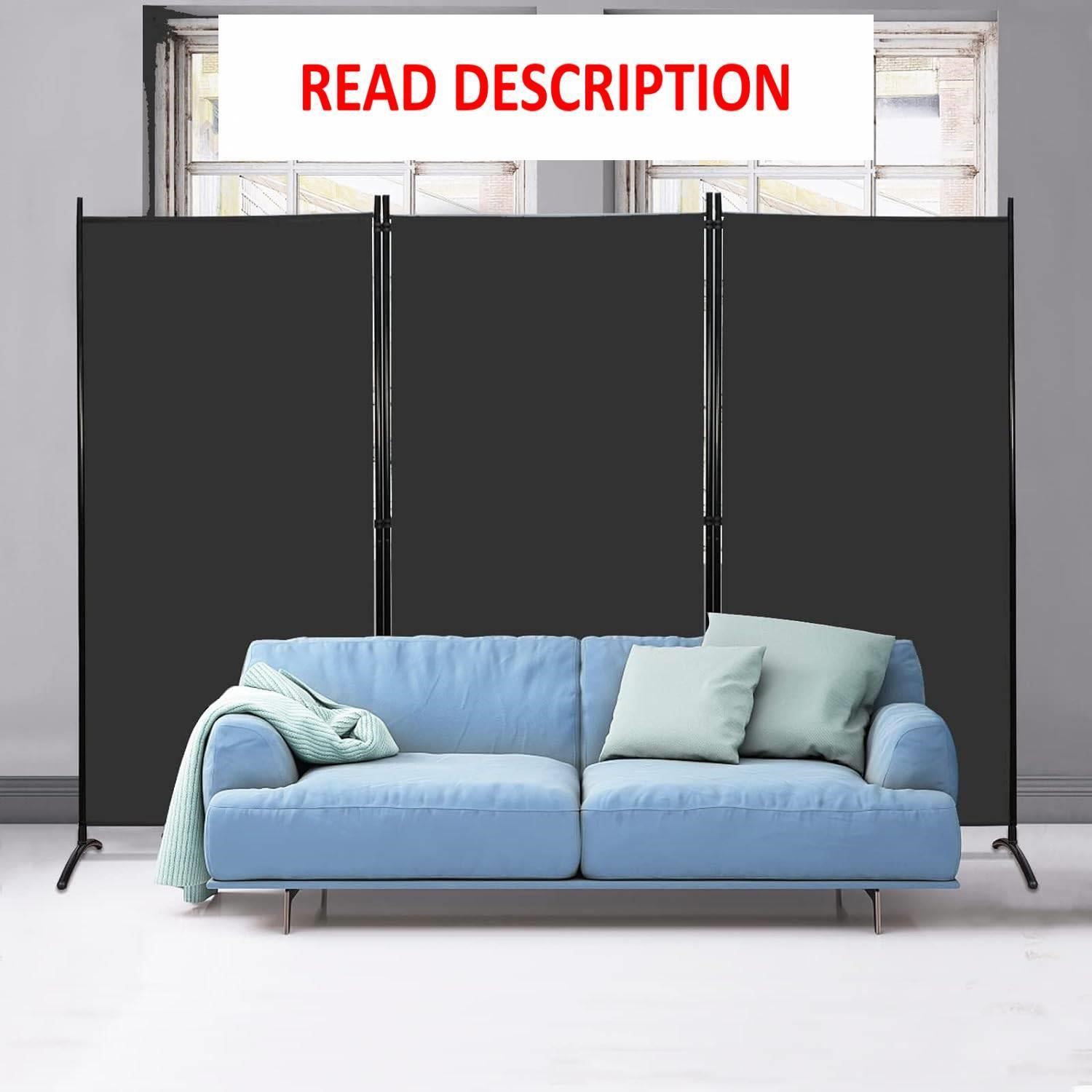 $58  MAYOLIAH 3 Panel Partition 102x20x71 Black