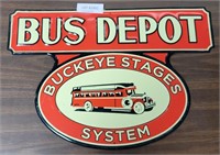 METAL BUCKEYE STAGES SYSTEM BUS DEPOT SIGN