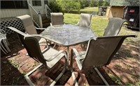 Aluminum Patio Table and Six Chairs