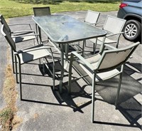 Outdoor Living Set Glass High Table with Stools