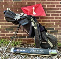 Golf Clubs Including Bag and Practice Net