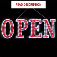 $116  40x14 LED Open Business Sign - White+Red