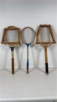 3 Vintage Tennis Rackets