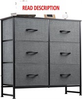 $58  WLIVE 6 Drawer Dresser  Dark Grey  A-dark Gre
