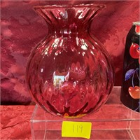 Cranberry ruffled vase,5 3/4” tall