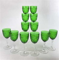 Green Crystal Wine Goblets