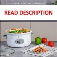 3.5 Qt Slow Cooker  White  Oval  Dish Safe