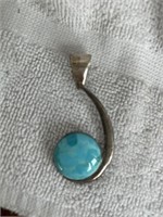 LARGE STERLING SILVER AND TURQUOISE PENDANT 3