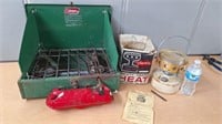COLEMAN CAMP STOVE & THERM'X SAFETY HEATER