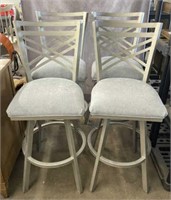 Metal Bar Stools with Upholstered Swivel Seats