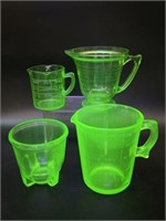 Vintage Vaseline Glass Measuring Cups