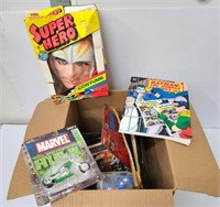 Vintage Super Hero Toy Box - Masks, Action Figures