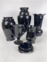 Selection of Black Amethyst Glass Vases & More