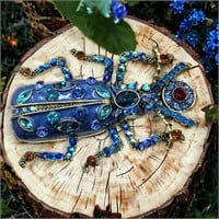 Euro American Retro Sapphire Color Beetle Brooch