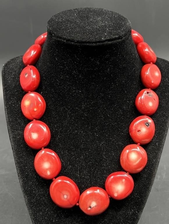 .925 Sterling Silver & Coral Lucas Lameth Necklace