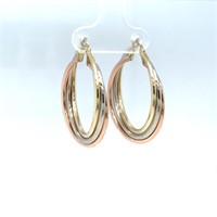 A SET OF 9CT - 3 TONE GOLD EARRINGS